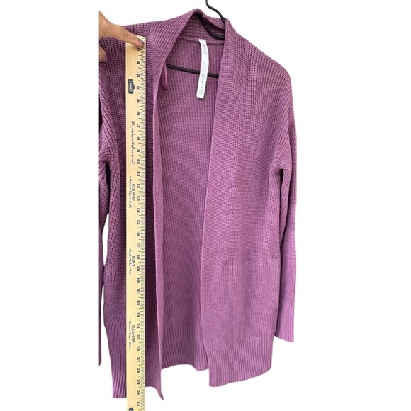 Lululemon Cashlu Sweater M/L Wrap Purple Knit Cardigan Viscose/Nylon Blend - Picture 9 of 9